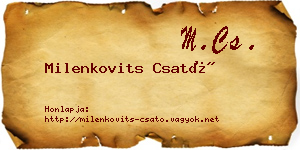 Milenkovits Csató névjegykártya